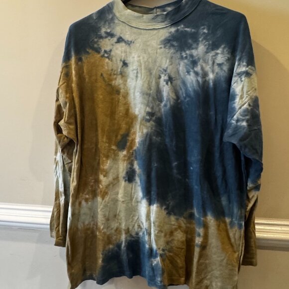 Free People Tops - Free People Be Free Brown Tan Tie Dye Long Sleeve Crew Neck Tee T shirt Top XL